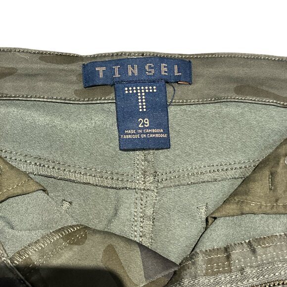 TINSEL Camo Pants Size 29 Waist Stretchy 5 Pocket Design - Picture 10 of 12